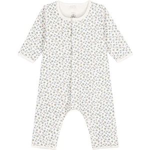 Petit Bateau Babybody voor meisjes, voetloos van katoen, bedrukt, Wit Marshmallow/Multi, 6 miesięcy