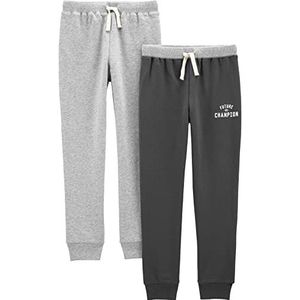 Simple Joys by Carter's 2-pack atletische gebreide joggingbroek voor babyjongens, Lichtgrijs Heather/Donkergrijs, 6-9 maanden
