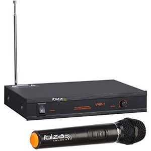 Ibiza - VHF1A - Draadloos microfoonsysteem met 1 VHF microfoon en 1 ontvanger - 1 kanaal 207,5MHz - Zwart