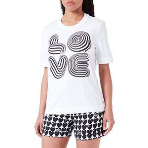 Love Moschino Dames Regular Fit Short-Sleeved T-shirt, optisch wit, 38, wit (optical white), 38