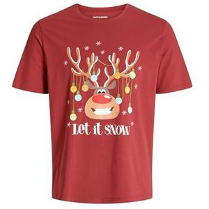 JACK & JONES Jjchristmas Tee Ss Crew Neck Xmas, brick red, S