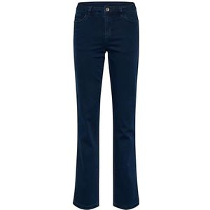 Kaffe Dames rechte pijpen jeans broek hoge taille, Donkerblauwe Denim, 72 NL