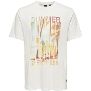 ONLY & SONS Onsmagdy Life Reg Photoprint Ss Tee T-shirt voor heren, Cloud Dancer/Print: zomer, M