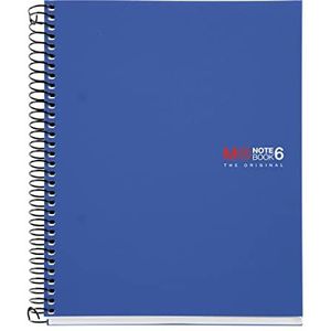 Miquielrius Spiraalboek, microgeperforeerd, polypropyleen omslag, ondoorzichtig, A5, 148 x 210 mm, 2 gaten, 150 vellen met 70 g/m² en 6 kleurstrepen, horizontaal 7 mm, blauw