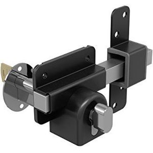 Gatemate 1490116 Euro Single Long Throw Lock met Thumb Turn P11, Zwart/Roestvrij Staal, 70 mm