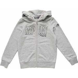 Replay Jongens hoodie met ritssluiting, grijs (Grey Melange M02), 6 jaar, M02 grijs melange., 6 Jaar