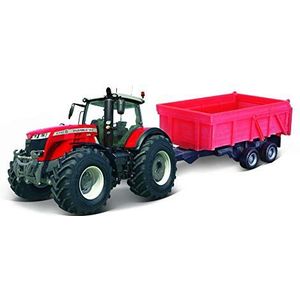 Bburago B18-31653 10CM FENDT 1000 Vario Tractor + Combinatie Trailer, Groen