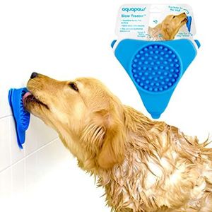 Aquapaw Lekmat voor honden, puppy's en huisdieren, lekkussen voor honden, langzame feeder voor voer, lekkernijen en pindakaas, stimulatiespeelgoed voor honden, zuigt aan de muur of vloer, blauw