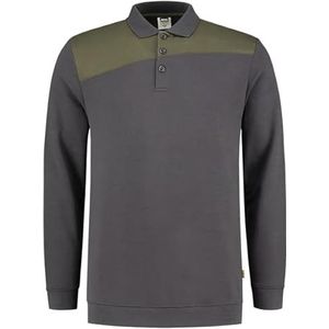 Tricorp 302004 casual polokraag bicolor kruisnaad sweatshirt, 70% gekamd katoen/30% polyester, 280 g/m², zwartgrijs, maat XXL
