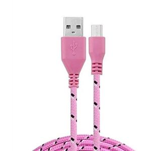 Kabel gevlochten 1 m Micro-USB voor Xiaomi Redmi Go Smartphone Android Charger USB veters nylon kabel (roze)