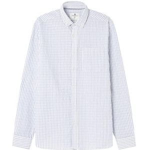 SPRINGFIELD Seersucker Strypes overhemd voor heren, Blauw/Staal, XL