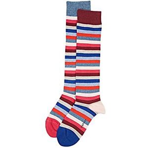 ESPRIT Unisex Kids Multi Stripe 2-pack kniekousen katoen blauw grijs vele andere kleuren versterkte kniesokken met patroon ademend lang kleurrijk hoog warm gestreept in multipack 2 paar, blauw (Light