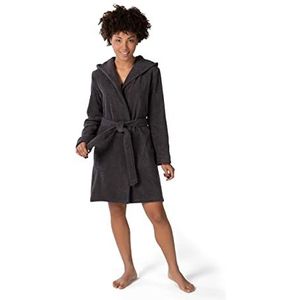 möve Homewear Korte jas met capuchon, 100% katoen, grafiet, maat 40