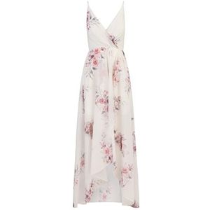 Apart avondjurk van hoogwaardig polyester materiaal met V-hals, crème, 34