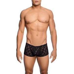 MALEBASICS Roze kanten shorts voor jongens, boxershorts, zwart, L/XL, heren, Zwart, L/XL