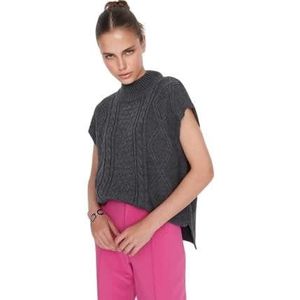 TRENDYOL Dames Fisherman Collar Knitwear Sweater, antraciet, M, antraciet, M
