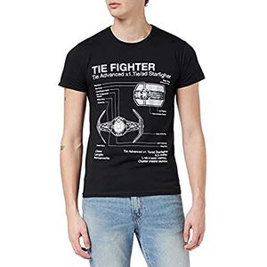 Star Wars TIE Fighter Diagram T-shirt, Volwassenen, S-5XL, Schwarz, Officiële Koopwaar