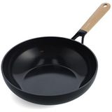 GreenPan Eco-Smartshape Gezonde Keramisch Antiaanbaklaag 28 cm Wok Pan, Licht Hout, PFAS-Vrij, Inductie Geschikt, Vaatwasmachinebestendig, Zwart