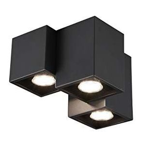 Trio Leuchten Plafondlamp Fernando 604900332, metaal zwart mat, excl. 3x GU10