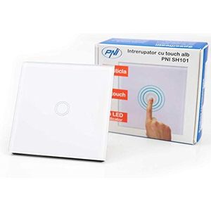 Touch-schakelaar PNI SH101 glas, wit met LED-display