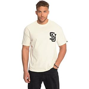 JP 1880 T-shirt voor heren, grote maten, oversize, borstprint, taupe, XL