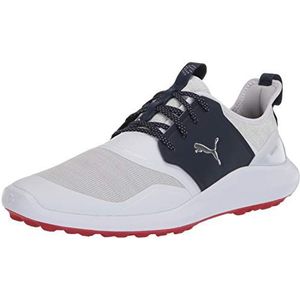 PUMA GOLF Ignite Nxt Lace golfschoen voor heren, Puma Wit-puma Zilver-peacoat, 43 EU