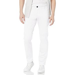 Armani Exchange Slim Back Metal Plate Logo Pants voor heren, wit, 40/Lange