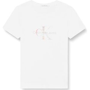 Calvin Klein Jeans Plus Diffuus Monologo Tee S/S T-shirts voor dames, Helder Wit, 4XL grote maten
