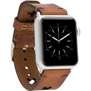 Burkley Lederen armband voor Apple Watch in 38/40 mm vintage horlogebandje, wisselarmband, compatibel met alle Apple Watch, handgemaakt (38/40 mm, bruin - BA9)