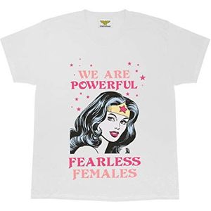 DC Comics Wonder Woman Wonder Woman Fearless T-shirt, Meisjes, 104-182, Weiß, Officiële Koopwaar