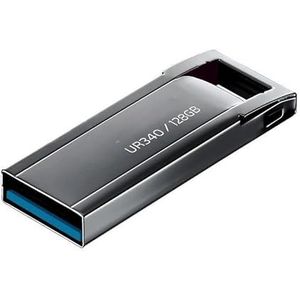 USB-stick, 128 GB, USB 3.2, metaal, zwart, snelle en draagbare gegevensopslag, ideaal voor overdrachten en back-up.