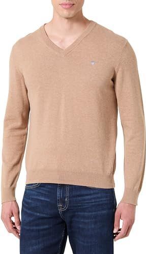 GANT Klassieke katoenen V-hals, Dk. Sand Melange, S