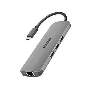 Sitecom USB-C multi-adapter hub | USB-C naar 1x HDMI + 1x UBS-C + 3X USB 3.0 + 1x Gigabit LAN Ethernet RJ45 + 1x 3,5 mm audio + SD/Micro-USB, voor type C-apparaten USB-C naar HDMI + LAN-adapter -