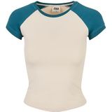 Urban Classics Dames Organic Stretch Short Retro Baseball Tee T-shirt, Witesand/Jasper, XL, wit/jasper, XL