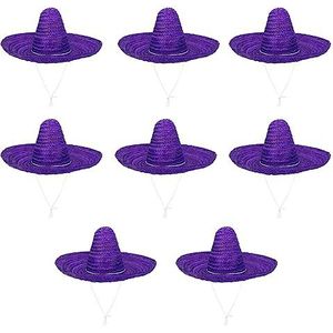 Boland - Sombrero Puebla, 8 stuks in een set, diameter 49 cm, Mexicaans kostuum, zonnehoed, accessoire voor carnavalskleding