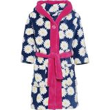 Playshoes Kinderbadjas van fleece met capuchon, pluizige ochtendjas voor meisjes, met bloemenpatroon, blauw (marine 11), 86/92 cm (12-24 Maanden)