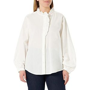 DreiMaster Vintage Teylon damesblouse met lange mouwen, grijsblauw, XL