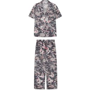 Women'Secret Pyjama met korte mouwen Mix and Match Oosterse set voor dames, Grijze print, L