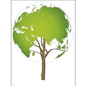 Decoratieve plakfolie 152923 sticker boom wereldkaart 48 x 68 cm, vinyl, groen
