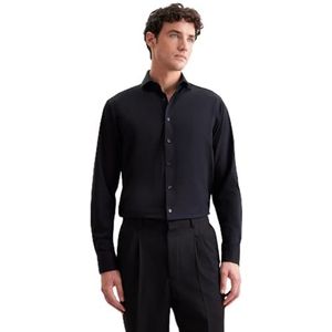 Seidensticker - Regular Fit - Herenoverhemd - Zwart - Lange Mouwen