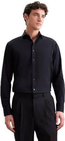 Seidensticker - Regular Fit - Herenoverhemd - Zwart - Lange Mouwen