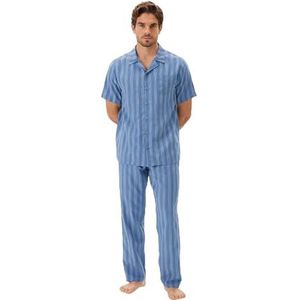 Dagi Blue Fashion Woven Regular Viscose Short Sleeve Shirt Collar Shirt, Blauw, L, blauw, L