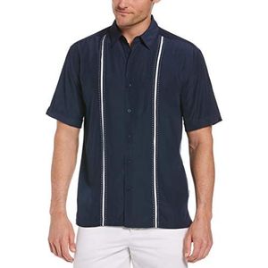Cubavera Men's Cubavera Paneled Short Sleeve Shirt For Men, Classic Fit, Wrinkle Resistant, Casual Button-Down Shirt For Men With Spread Collar (Sizes Small - 5Xl), Dress Blues, XX-Large