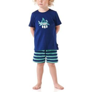 Schiesser Jongens pyjama set pyjama kort 100% biologisch katoen maat 140 pyjama set, donkerblauw_181070, 92, Donkerblauw_181070, 92 cm