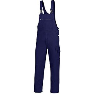 BP Workwear Basic 1482-060-10 tuinbroek - stoffen bretels met rubberen inzetstuk - zakken voor kniebeschermers - puur katoen - vaste pasvorm - maat: 52 - kleur: donkerblauw