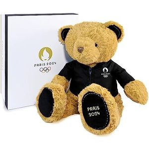 Doudou et Compagnie - Beer Prenium Paris 2024 - Officiële licentie van de Olympische Spelen in Parijs 2024 - Pluche dier met jas - Vanaf de geboorte - Voor baby - 37 cm - Bruin - JO2450