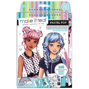 Make It Real – Fashion Design Sketchbook: Pastel Pop. Inspirational Fashion Design Coloring Book for Girls. Includes Sketchbook, Stencils, Puffy Stickers, Foil Stickers, and Fashion Design Guide