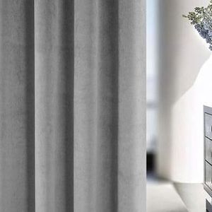 Enhanced Living Fluweelgrijs thermisch 100% verduisterend deurgordijnpaneel met tape bovenaan - 168 x 214 cm - superzacht, energiebesparend en geluidsdempend gordijn voor woonkamer en slaapkamer.