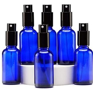 Yizhao Blauw Glass Spray Bottle 30ml, met Kleine Fijne Nevelspray, Metalen Dop, Navulbaar voor Essentiële Olie, Reizen, Schoonmaken, Parfum, Aromatherapie, Make-up - 6 Stuks