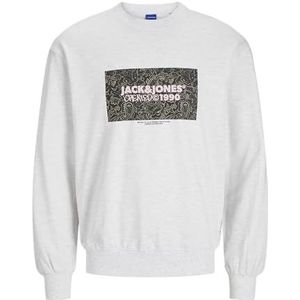 Jack & Jones Jorbushwick Box Sweat Crew Neck, Helder wit/detail: gemêleerd, XS